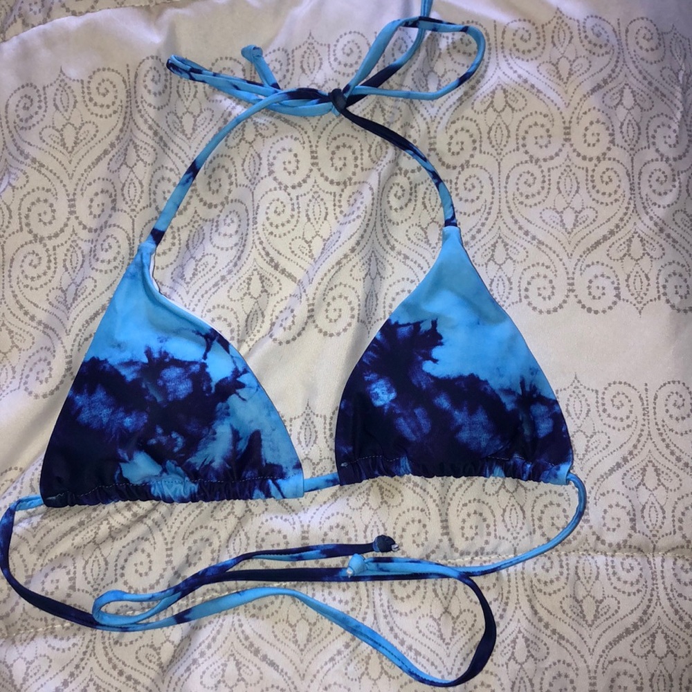 Blue tie dye bathing suit top